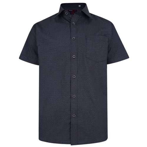 KAM Short Sleeve Smart Pattern Print Shirt Charcoal